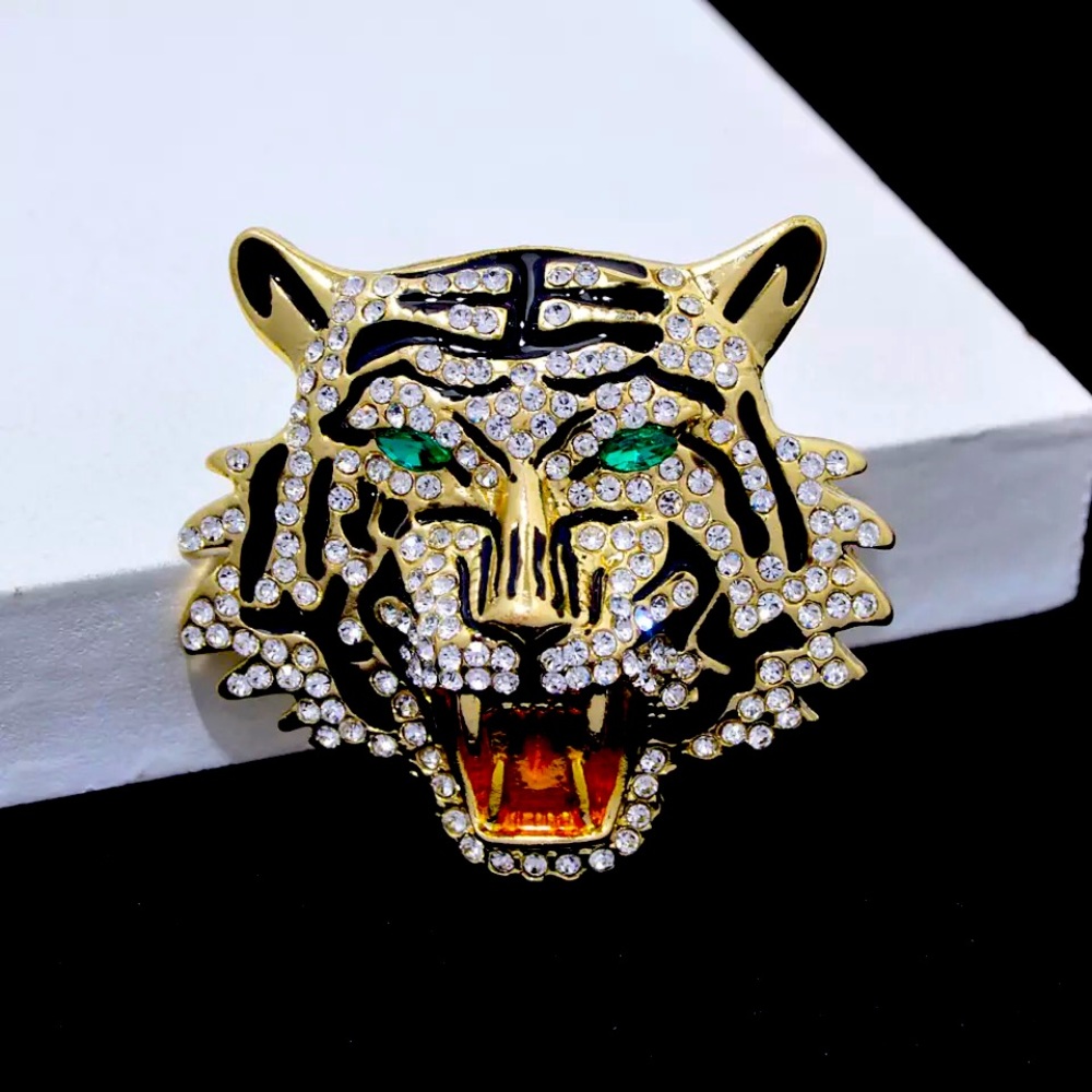 New Rhinestone Tiger Brooch